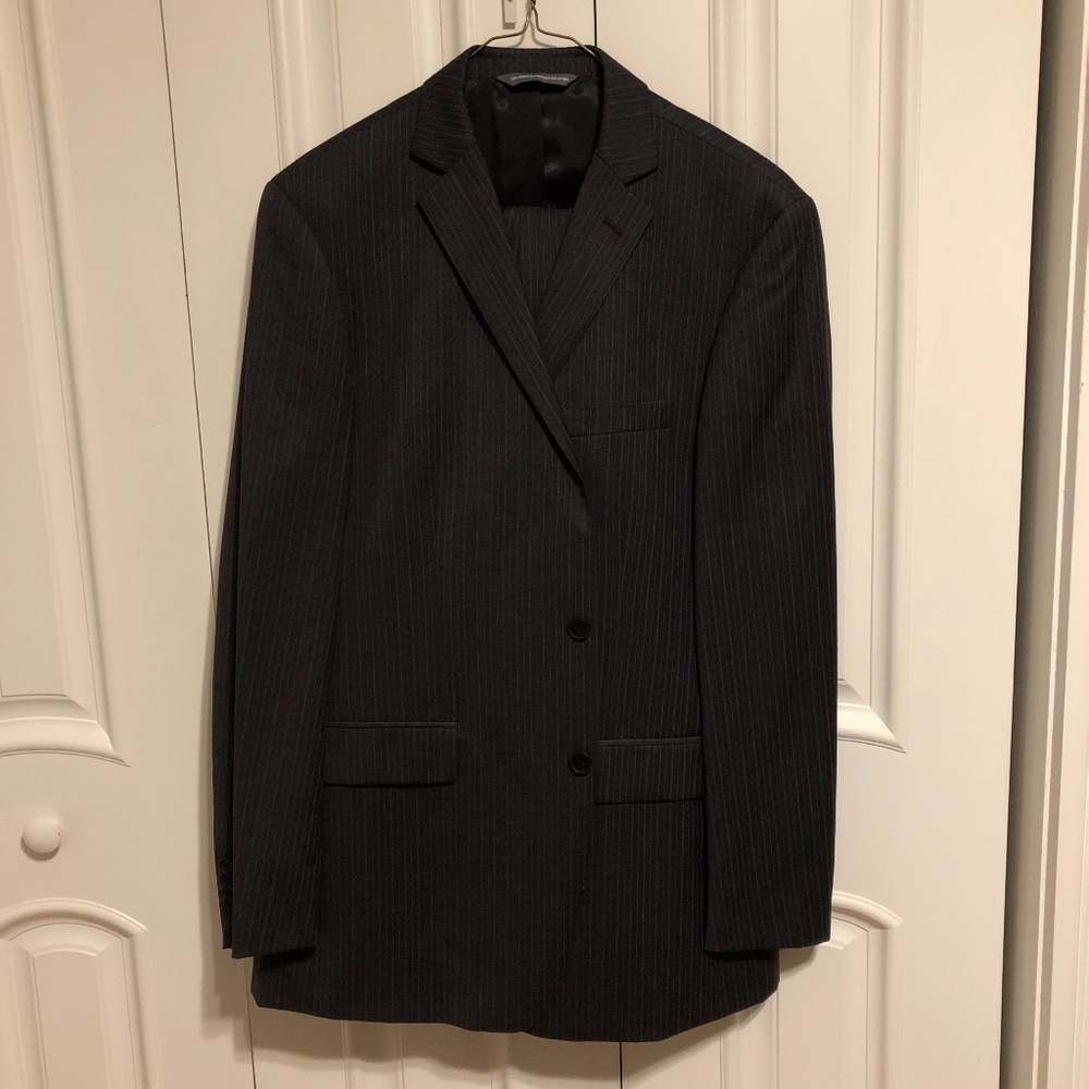 Perry Ellis 2-Piece Gray Pinstripe Suit